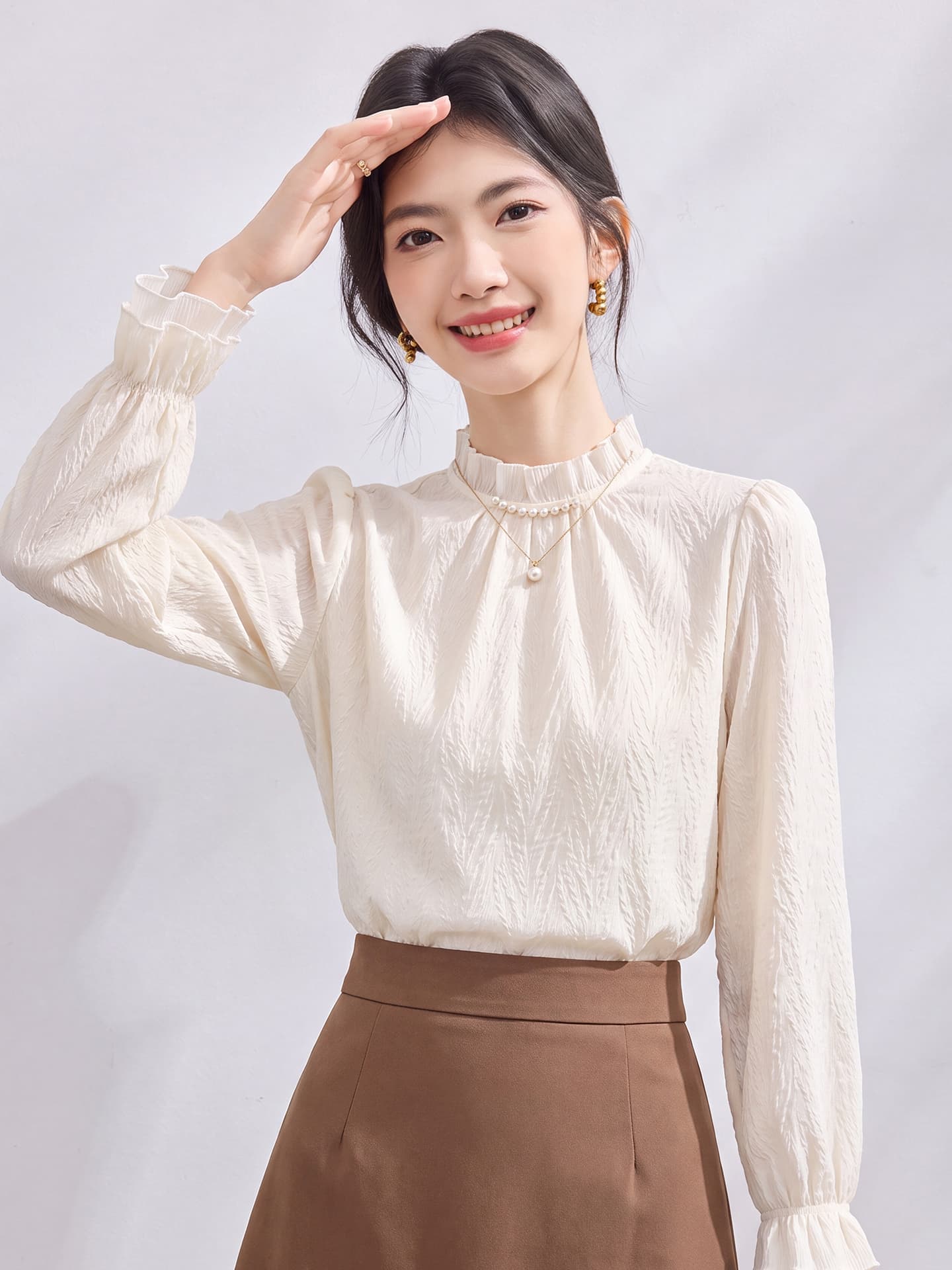 있음 선적 실사 2026 가을 새로운 한국 스타일 다용도 긴팔 캐주얼 셔츠 여성 셔츠 이미지 2