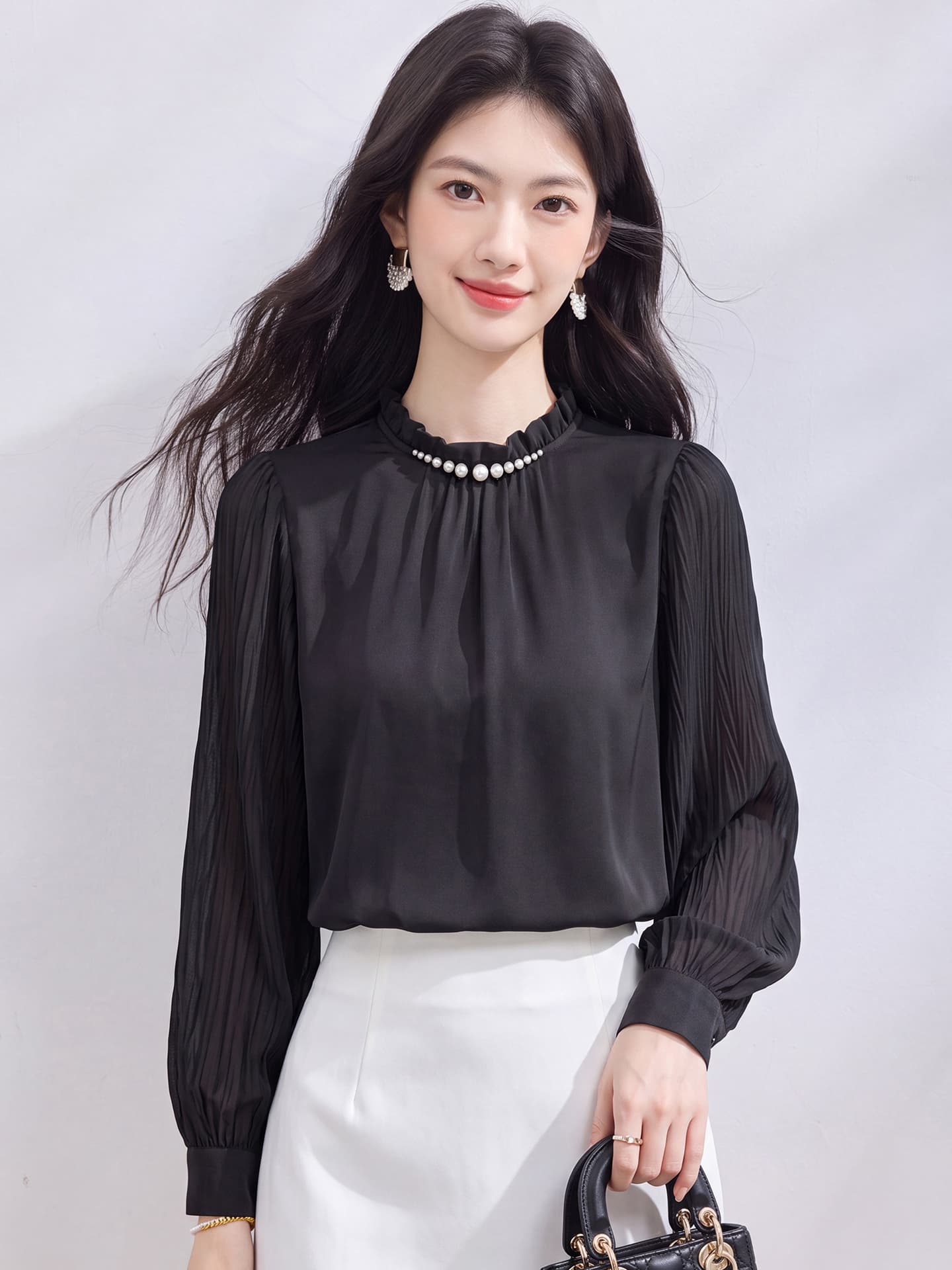 있음 선적 실사 2026 가을 새로운 한국 스타일 다용도 긴팔 캐주얼 셔츠 여성 셔츠 이미지 4