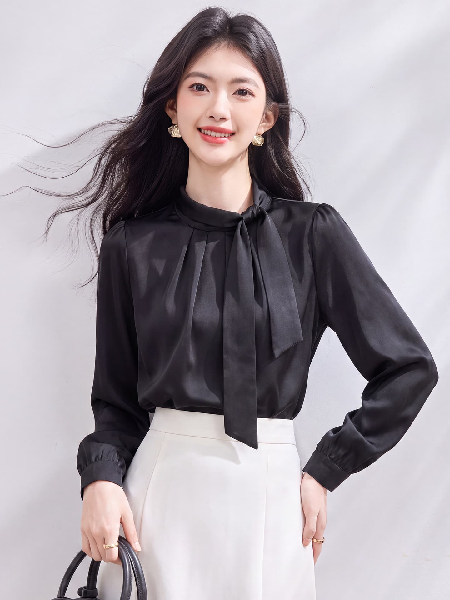 있음 선적 실사 2026 가을 새로운 한국 스타일 다용도 긴팔 캐주얼 셔츠 여성 셔츠 이미지 2
