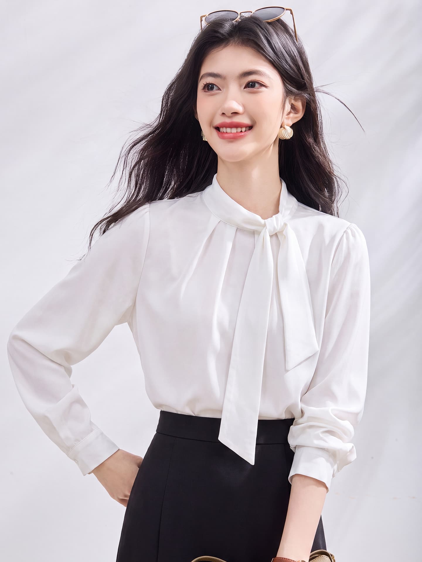 있음 선적 실사 2026 가을 새로운 한국 스타일 다용도 긴팔 캐주얼 셔츠 여성 셔츠 이미지 3