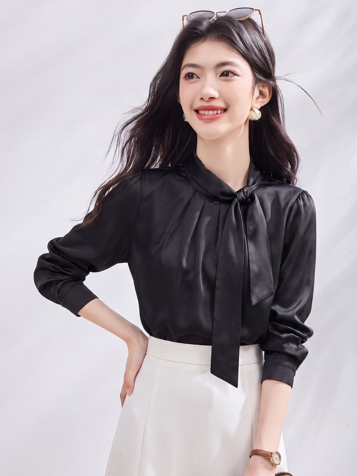 있음 선적 실사 2026 가을 새로운 한국 스타일 다용도 긴팔 캐주얼 셔츠 여성 셔츠 이미지 4