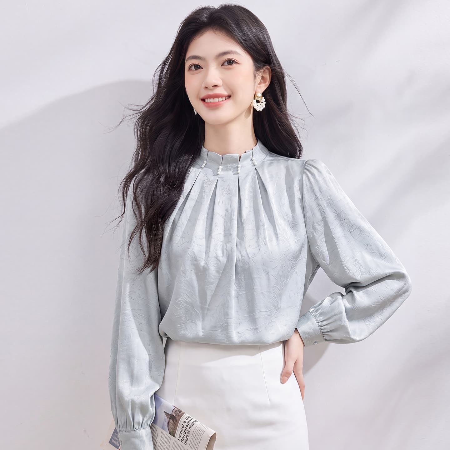 있음 선적 실사 2026 가을 새로운 한국 스타일 다용도 긴팔 캐주얼 셔츠 여성 셔츠