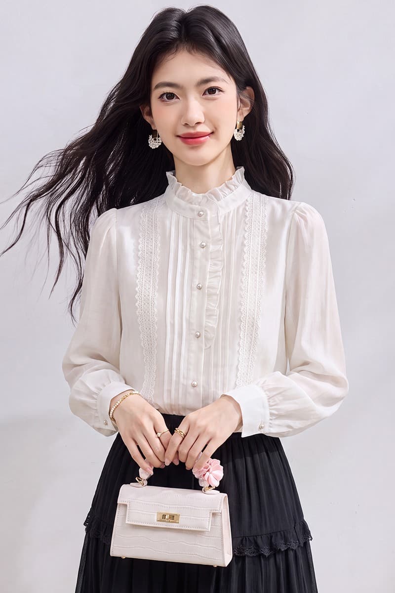 있음 선적 실사 2026 가을 새로운 한국 스타일 다용도 긴팔 캐주얼 여성 셔츠 이미지 6