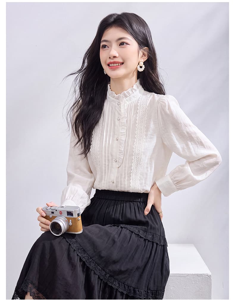 있음 선적 실사 2026 가을 새로운 한국 스타일 다용도 긴팔 캐주얼 여성 셔츠 상세 이미지 21