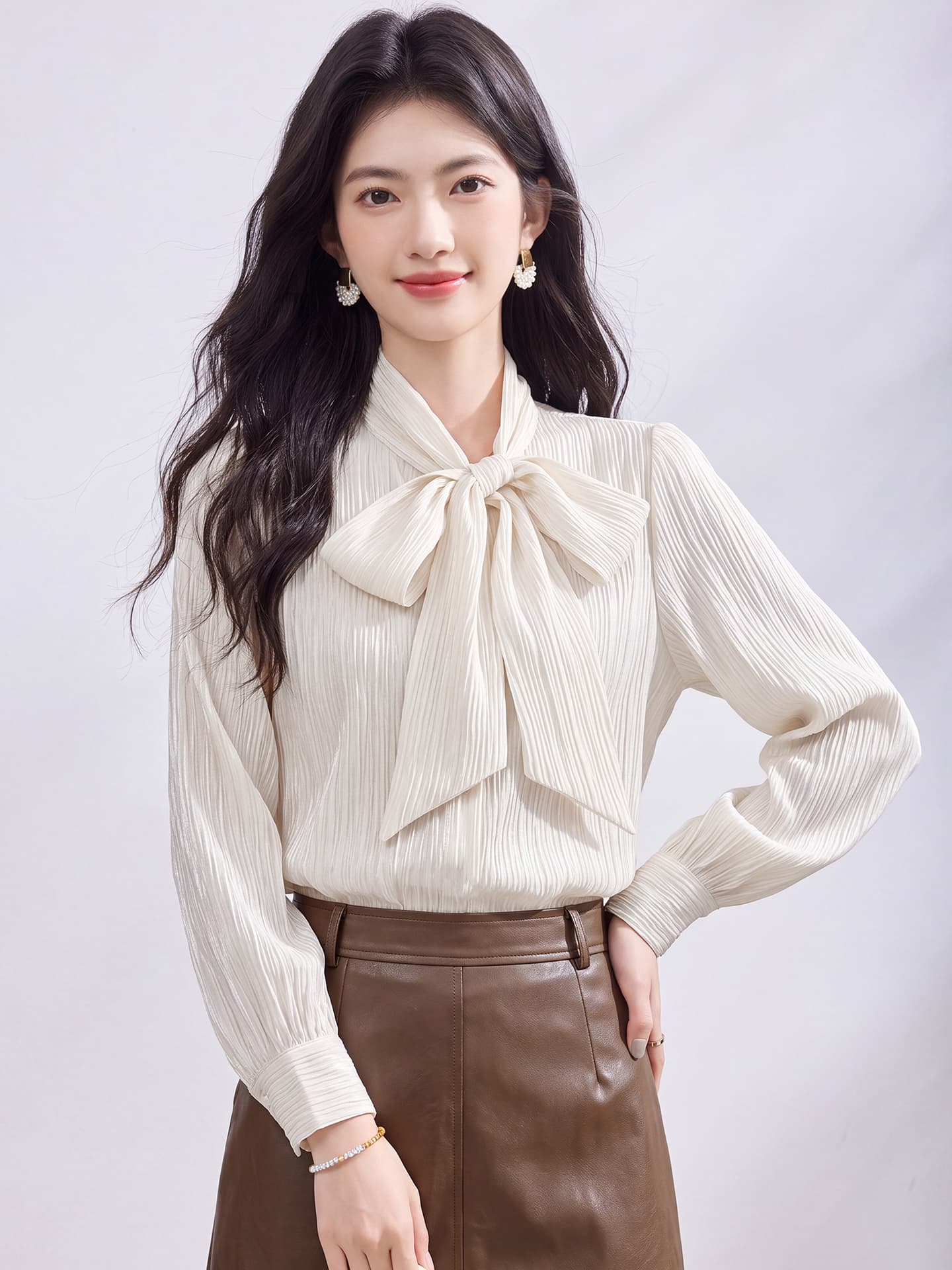 있음 선적 실사 2026 가을 새로운 한국 스타일 다용도 긴팔 캐주얼 셔츠 여성 셔츠