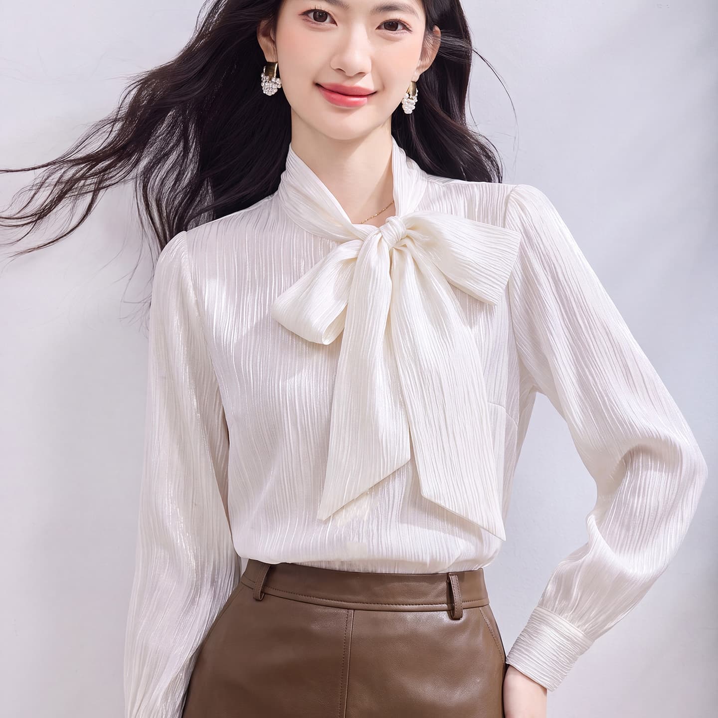 있음 선적 실사 2026 가을 새로운 한국 스타일 다용도 긴팔 캐주얼 셔츠 여성 셔츠 이미지 2