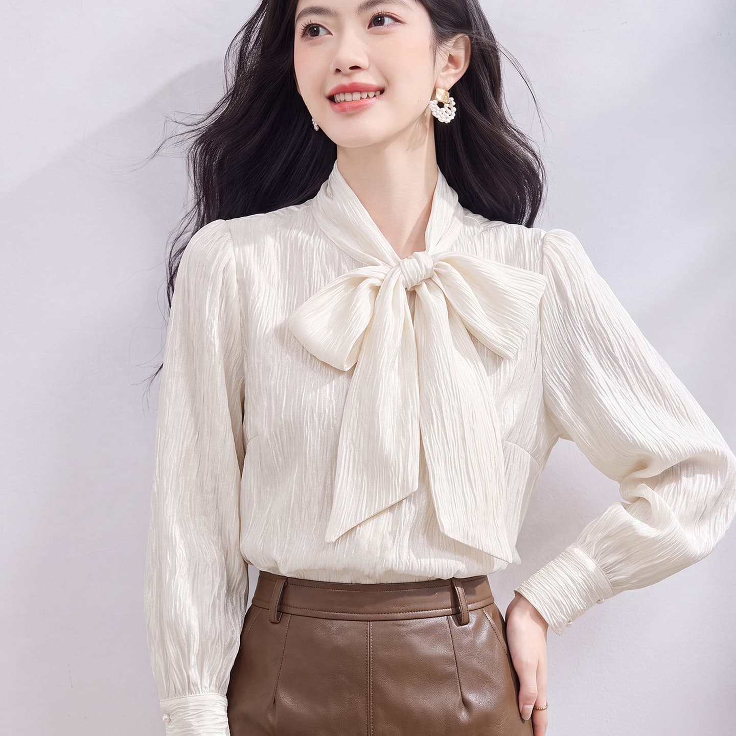있음 선적 실사 2026 가을 새로운 한국 스타일 다용도 긴팔 캐주얼 셔츠 여성 셔츠 이미지 3