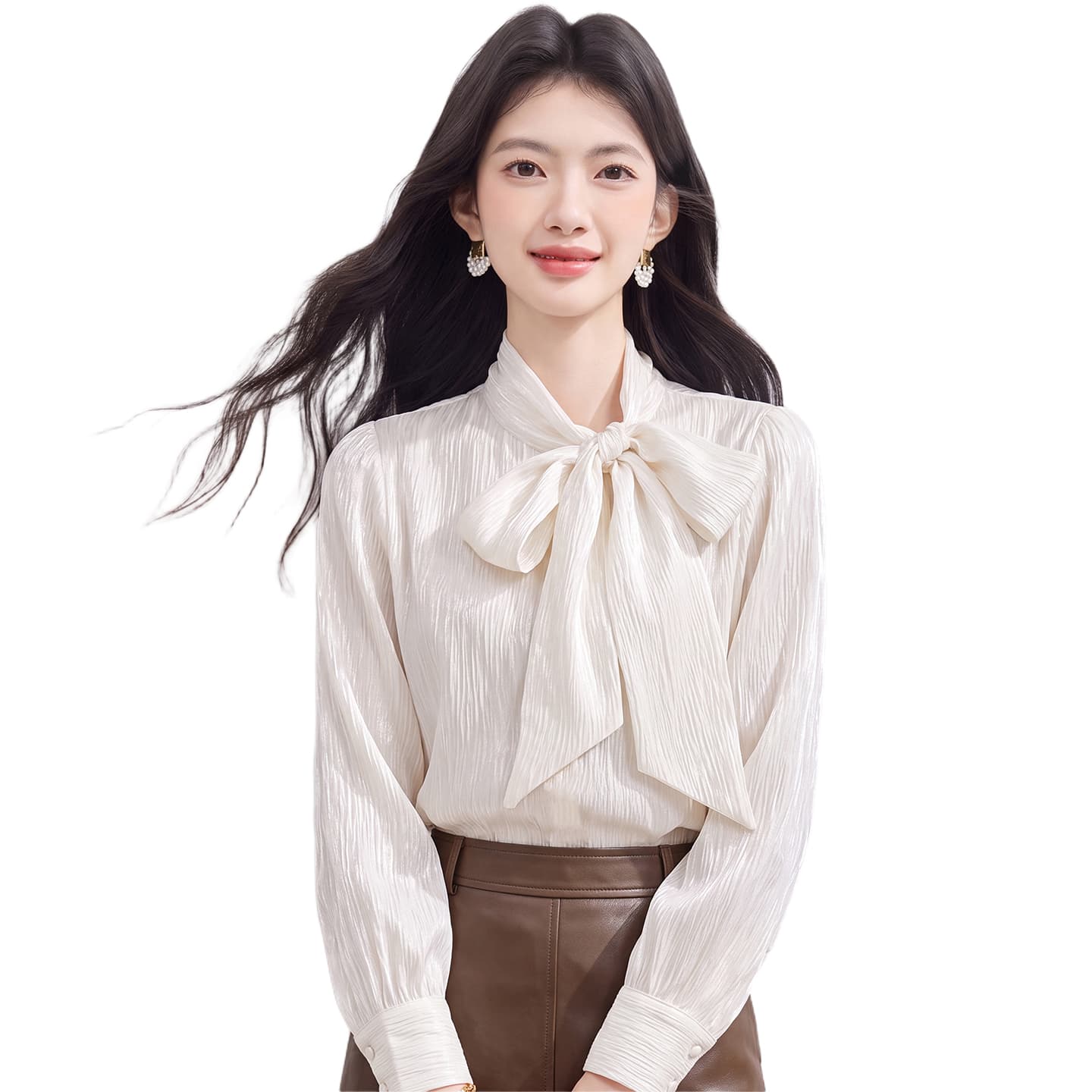 있음 선적 실사 2026 가을 새로운 한국 스타일 다용도 긴팔 캐주얼 셔츠 여성 셔츠 이미지 5
