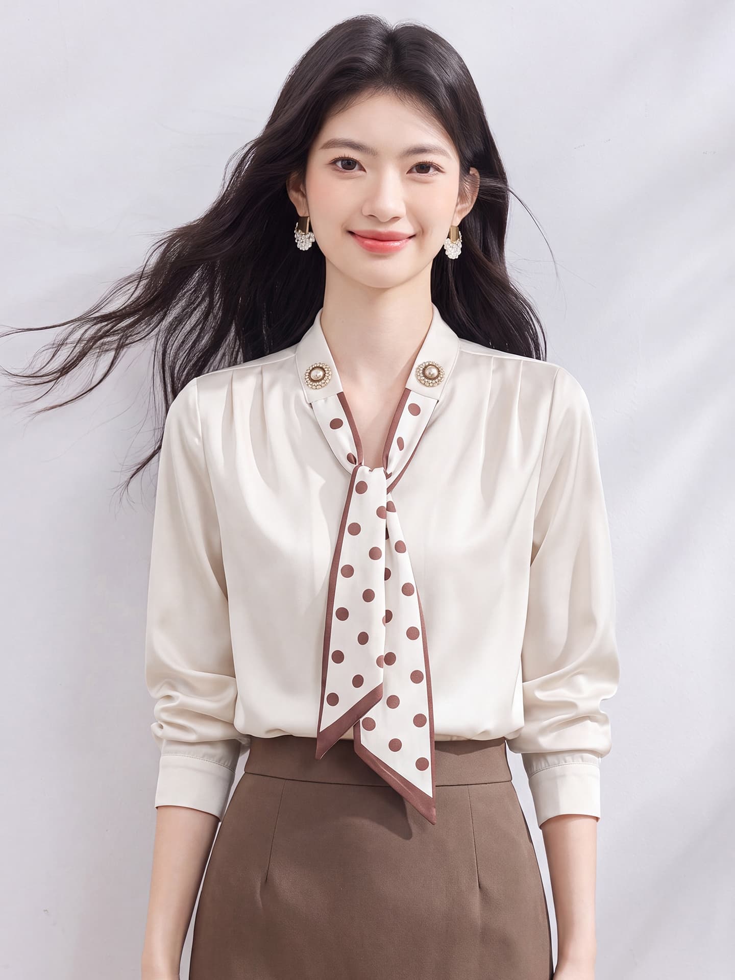 있음 선적 실사 2026 가을 새로운 한국 스타일 다용도 긴팔 캐주얼 셔츠 여성 셔츠 이미지 4