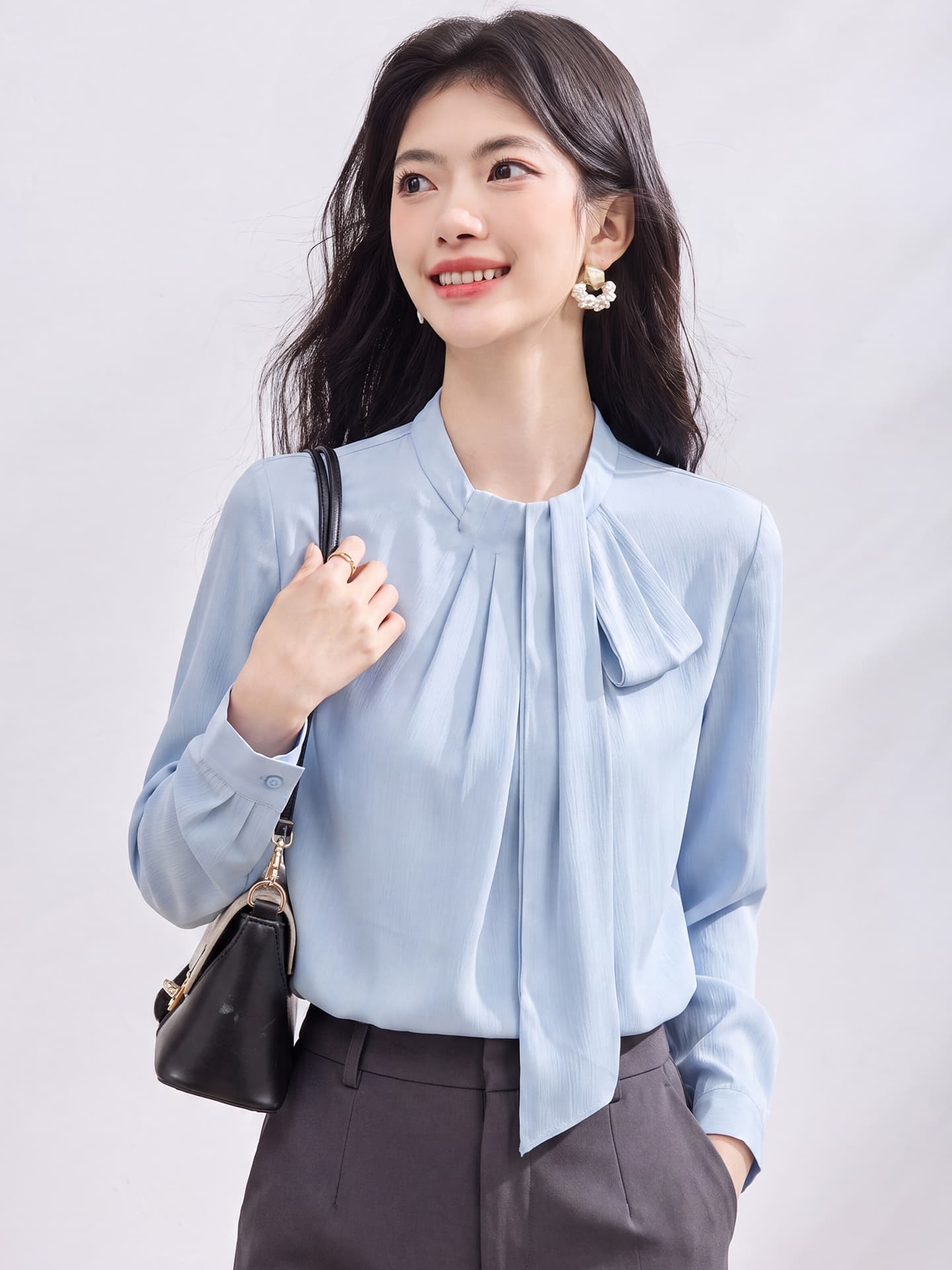 있음 선적 실사 2026 가을 새로운 한국 스타일 다용도 긴팔 캐주얼 셔츠 여성 셔츠 이미지 2