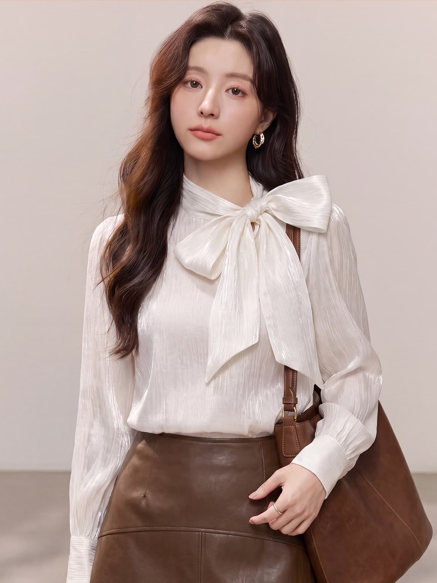 있음 선적 실사 2026 가을 새로운 한국 스타일 다용도 긴팔 캐주얼 셔츠 여성 셔츠 이미지 2