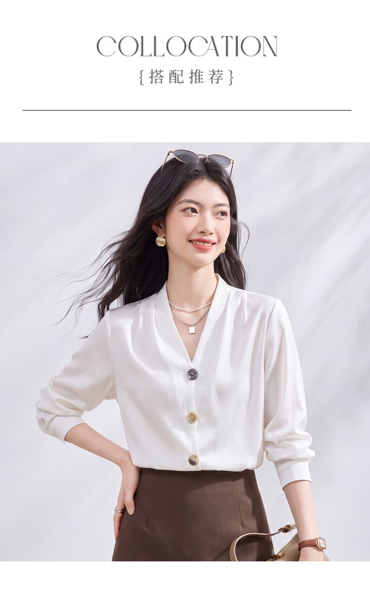 있음 선적 실사 2026 가을 새로운 한국 스타일 다용도 긴팔 캐주얼 흰 셔츠 여성 셔츠 상세 이미지 5