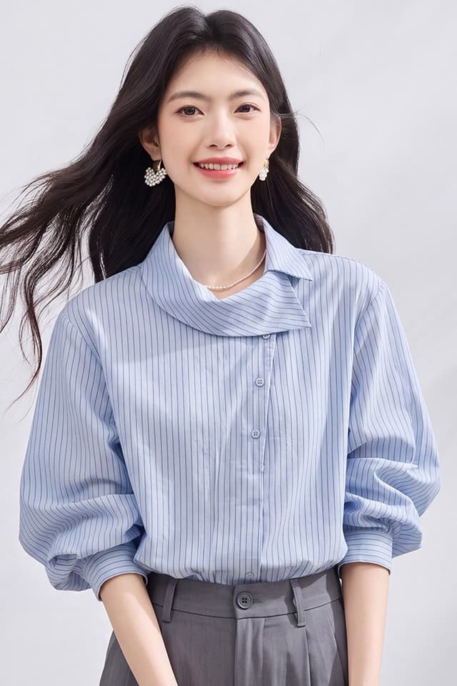 있음 선적 실사 2026 가을 새로운 한국 스타일 다용도 긴팔 캐주얼 셔츠 여성 셔츠 이미지 7