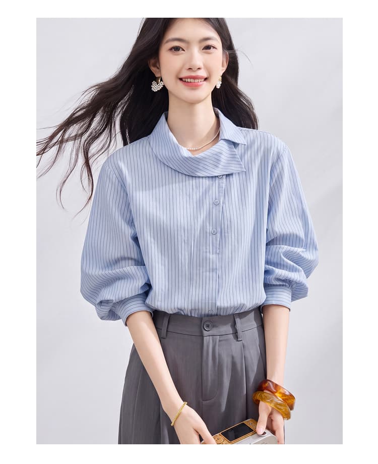 있음 선적 실사 2026 가을 새로운 한국 스타일 다용도 긴팔 캐주얼 셔츠 여성 셔츠 상세 이미지 4