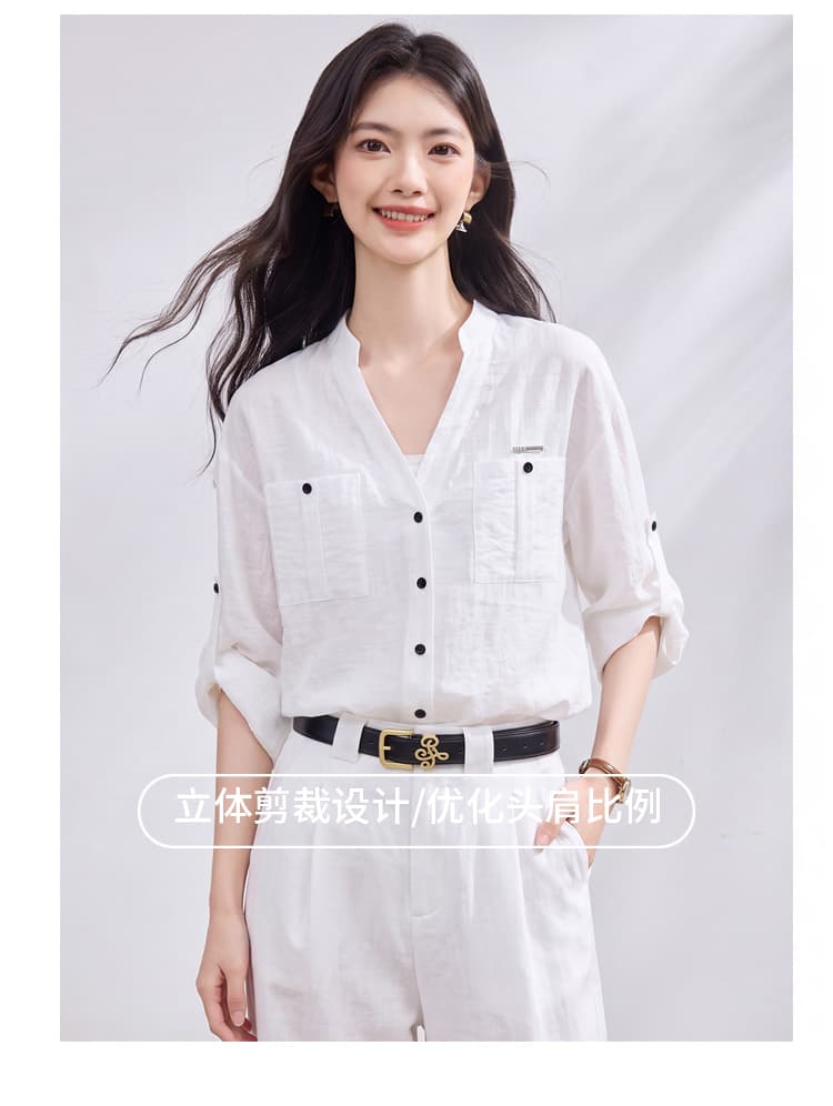 있음 선적 실사 2026 가을 새로운 한국 스타일 다용도 긴팔 캐주얼 셔츠 여성 셔츠 상세 이미지 8