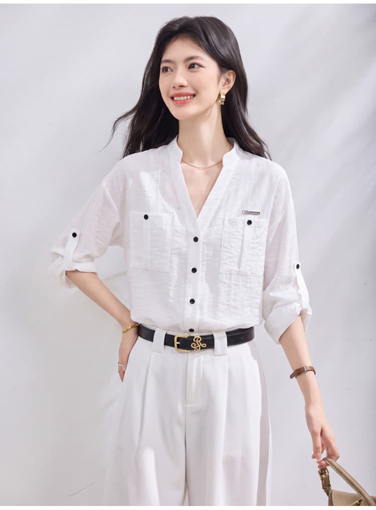있음 선적 실사 2026 가을 새로운 한국 스타일 다용도 긴팔 캐주얼 셔츠 여성 셔츠 상세 이미지 18