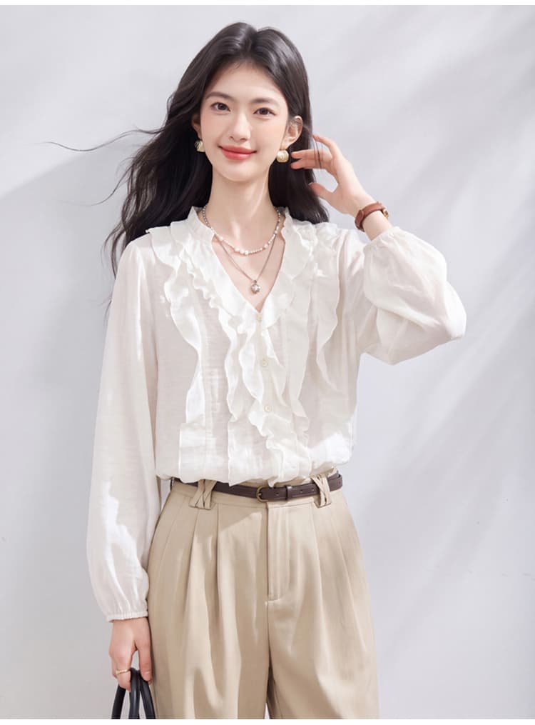 있음 선적 실사 2026 가을 새로운 한국 스타일 다용도 긴팔 캐주얼 셔츠 여성 셔츠 상세 이미지 18