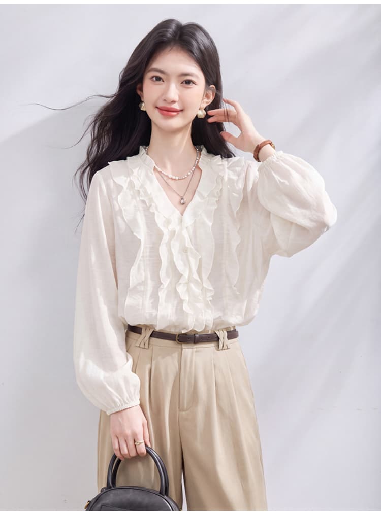 있음 선적 실사 2026 가을 새로운 한국 스타일 다용도 긴팔 캐주얼 셔츠 여성 셔츠 상세 이미지 23