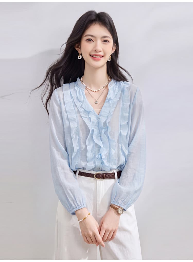 있음 선적 실사 2026 가을 새로운 한국 스타일 다용도 긴팔 캐주얼 셔츠 여성 셔츠 상세 이미지 32