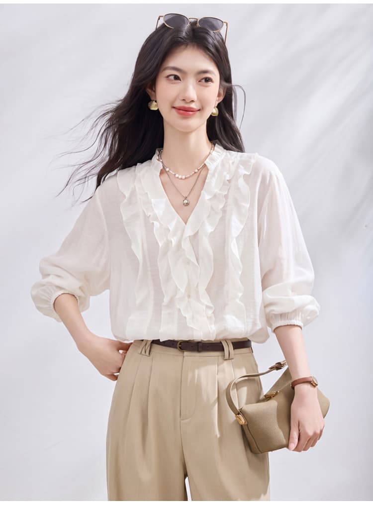 있음 선적 실사 2026 가을 새로운 한국 스타일 다용도 긴팔 캐주얼 셔츠 여성 셔츠 상세 이미지 24