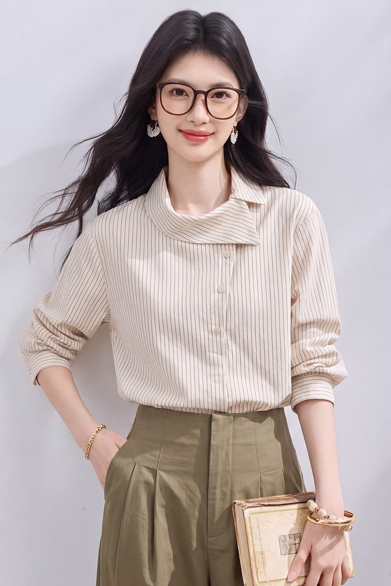 있음 선적 실사 2026 가을 새로운 한국 스타일 다용도 긴팔 캐주얼 셔츠 여성 셔츠 이미지 7