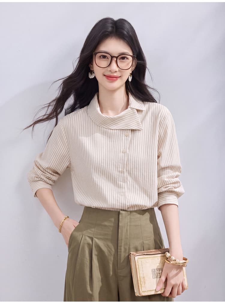 있음 선적 실사 2026 가을 새로운 한국 스타일 다용도 긴팔 캐주얼 셔츠 여성 셔츠 상세 이미지 16