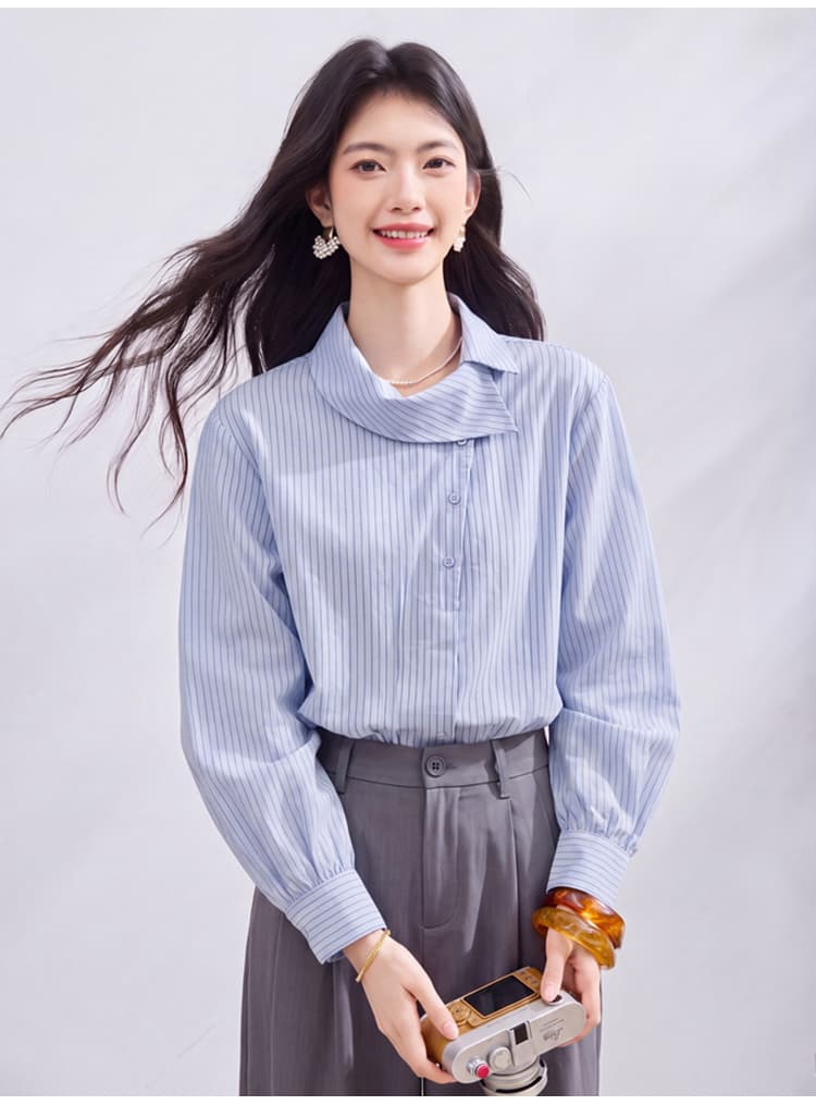 있음 선적 실사 2026 가을 새로운 한국 스타일 다용도 긴팔 캐주얼 셔츠 여성 셔츠 상세 이미지 33