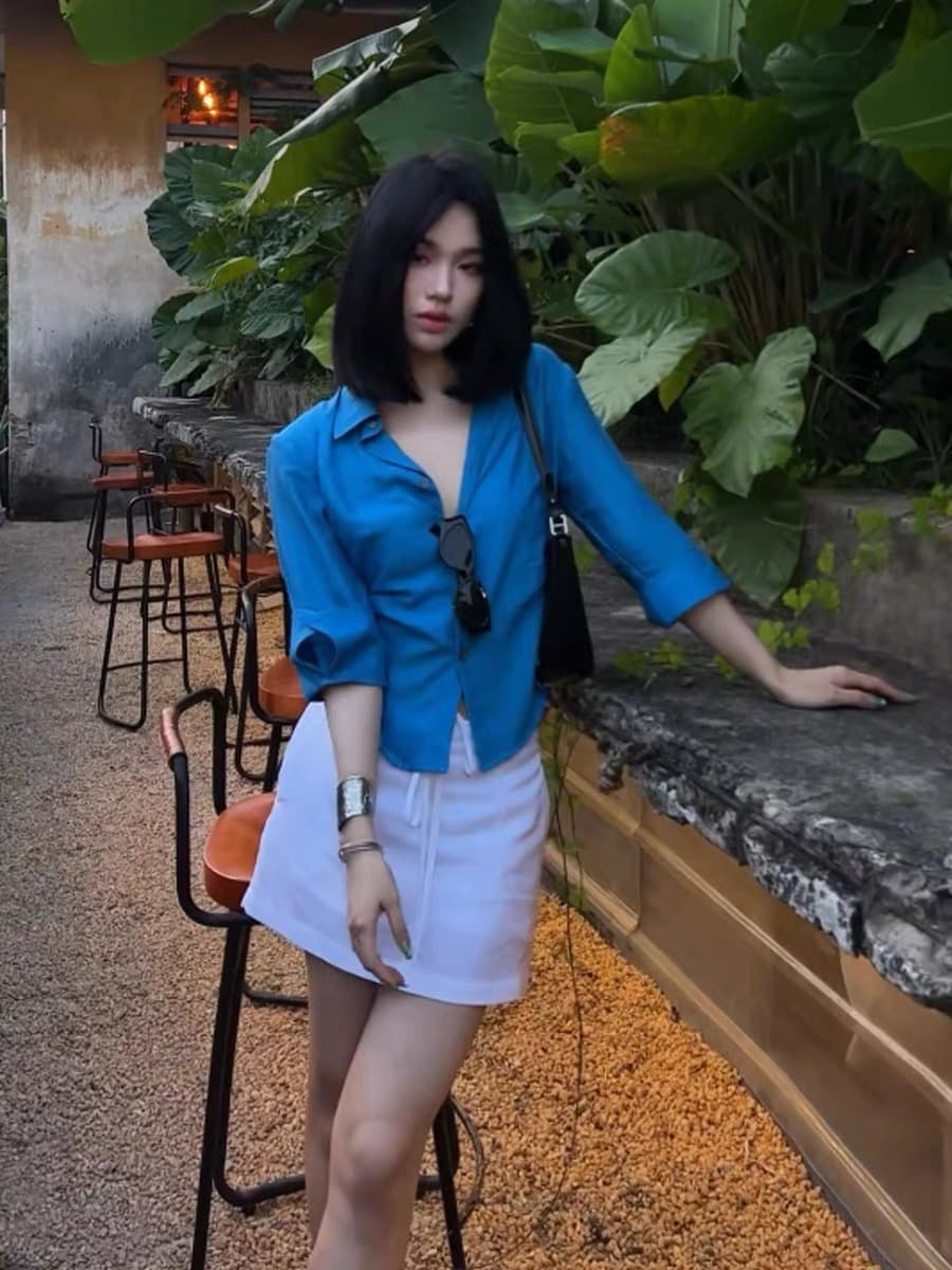jiujiu&fs 지저우 소프트 캔디 여성 셔츠 여름 허리 수축 슬림해 보이는 작은 대중 디자인 센스 품격 한 여성 안감 이미지 3