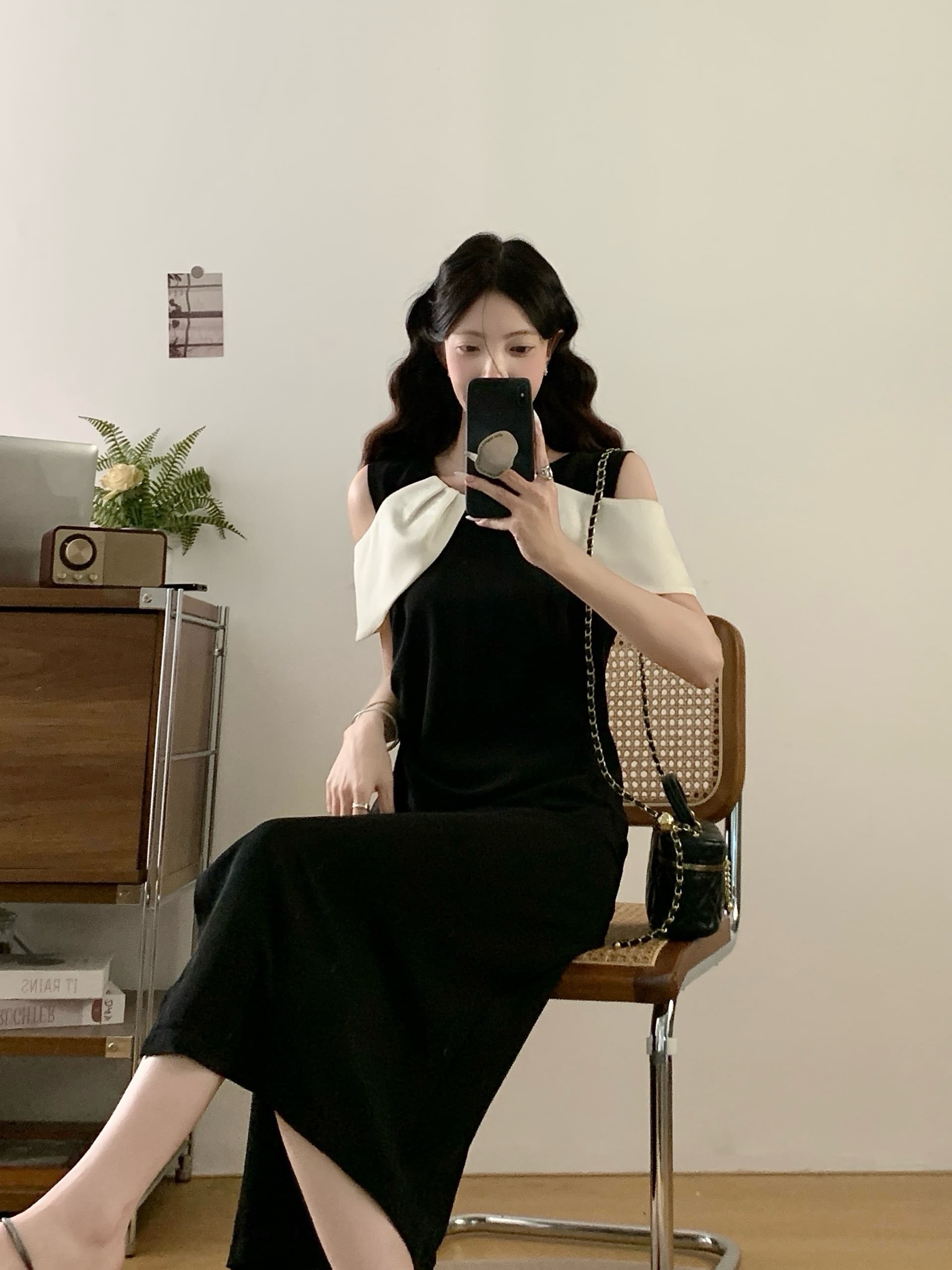 실사 빅 사이즈 여성 의류 2026 여름 새로운 프랑스식 그는 벤 바람 패션 품격 우아함 오프숄더 슬림해 보이는 드레스 이미지 5