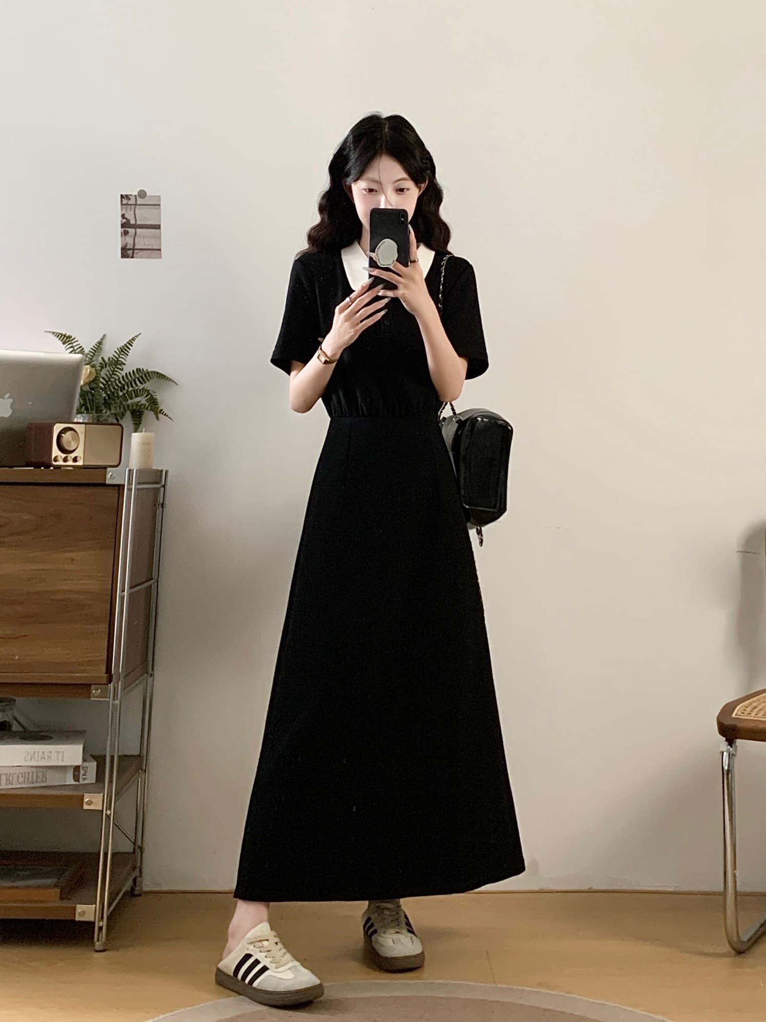 실사 빅 사이즈 여성 의류 2026 여름 새로운 프랑스식 그는 벤 바람 품격 슬림해 보이는 지방 mm 학원 스타일 드레스 상세 이미지 3