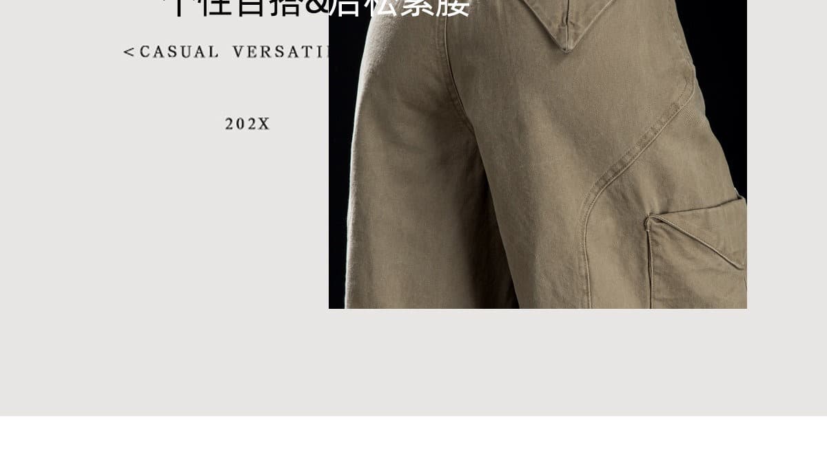 아메리칸 워크웨어 팬츠 여자 봄 새로운 면 100% 바지 카키 색 스트레이트 와이드 레깅스 바지 루즈핏 슬림해 보이는 긴 바지 상세 이미지 3