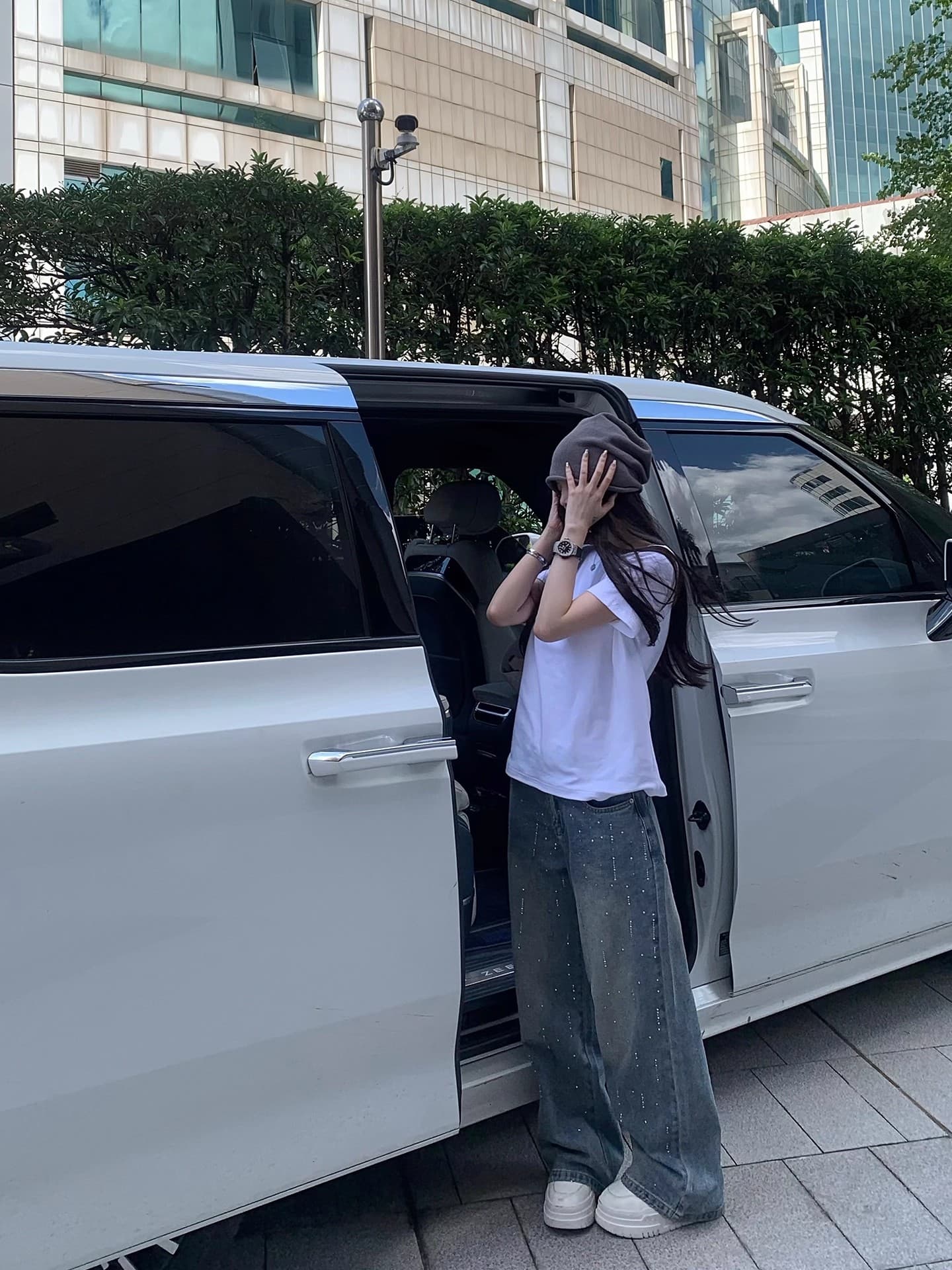 titi 작은 자매 깨진 가을 은하계 청바지 여성 가을 무거운 작업 핫픽스 중 로우 웨이스트 레트로 넓은 다리 길이 바지 상세 이미지 5
