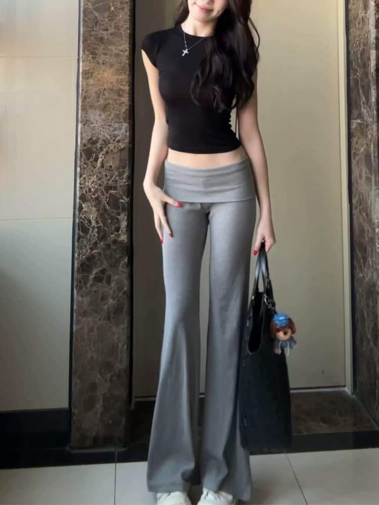 175 키 큰 남자 길이 연장 아메리칸 레트로 회색 마이크로 나팔 웨이 바지 아이들 여름 바닥 청소 운동 캐주얼 요가 바지 상세 이미지 3
