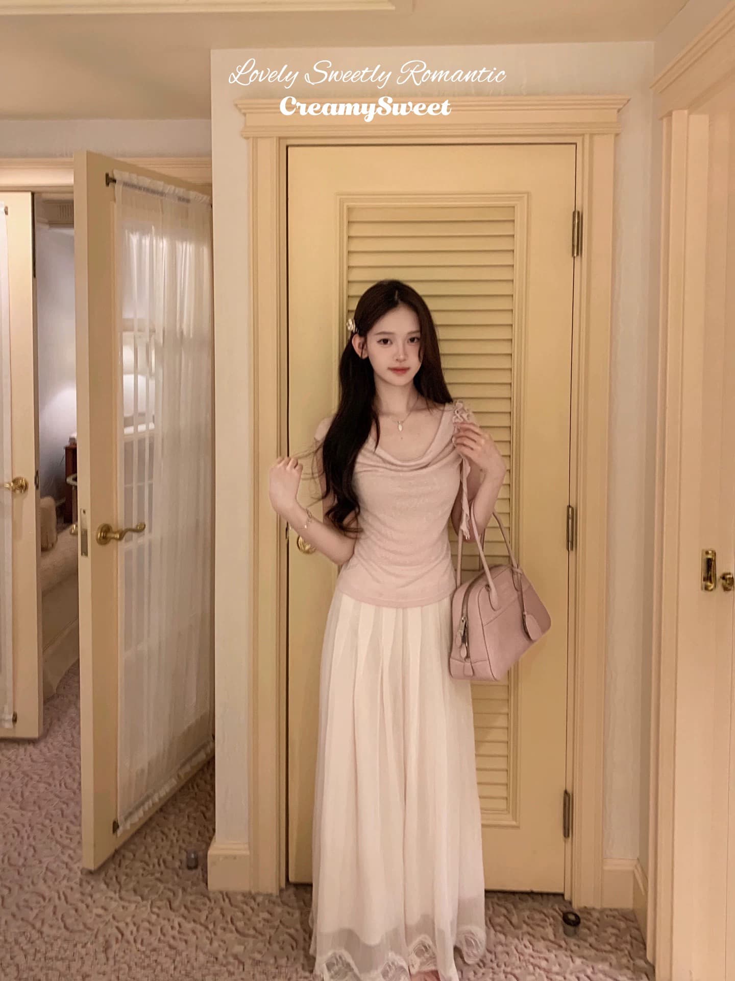 creamysweet 느긋한 펄럭 이는 바지 레이스 조각 홀로우 아웃 레이스 느슨함 도루 가을 센스 캐주얼 긴 바지 여성 상세 이미지 3