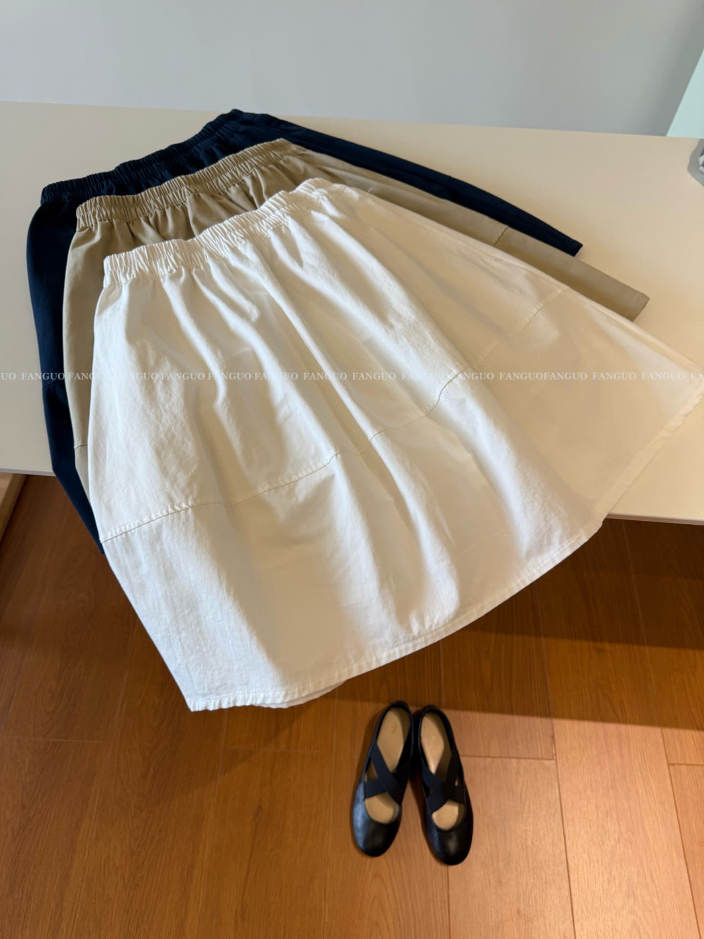 미니멀리즘 디자인 센스 조금 miu 부서 딱딱한 면 100% 허리밴드 반신 스커트 A라인 스커트 꽃밭 치마 상세 이미지 2