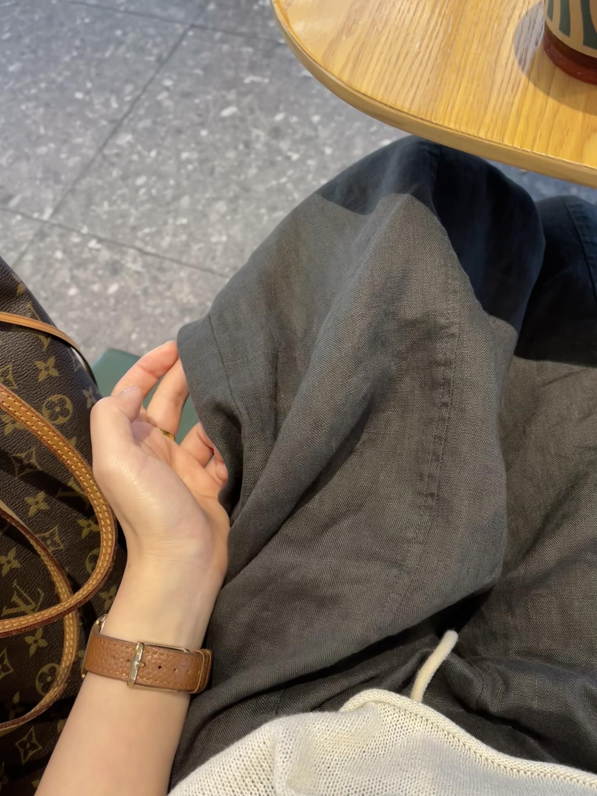 모통이 칼 바지 한 부서 사용 푸른 단풍 여름 출퇴근 주간 실크 아마