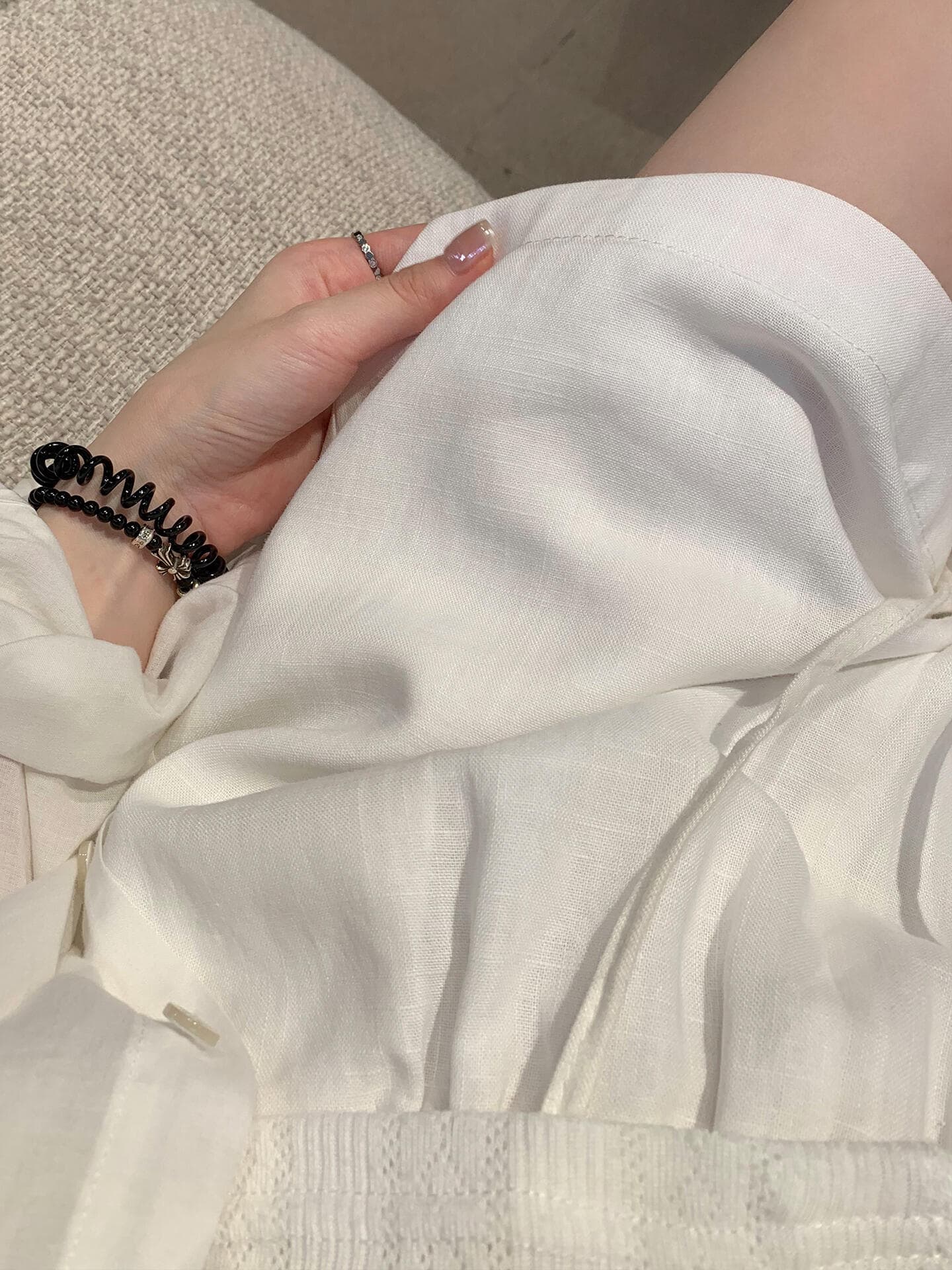 면 넓은 다리가 짧다. 바지 여성 여름 얇은 스타일 허리밴드 펌프 로프 작은 키 한 마디 오부 바지 상세 이미지 2