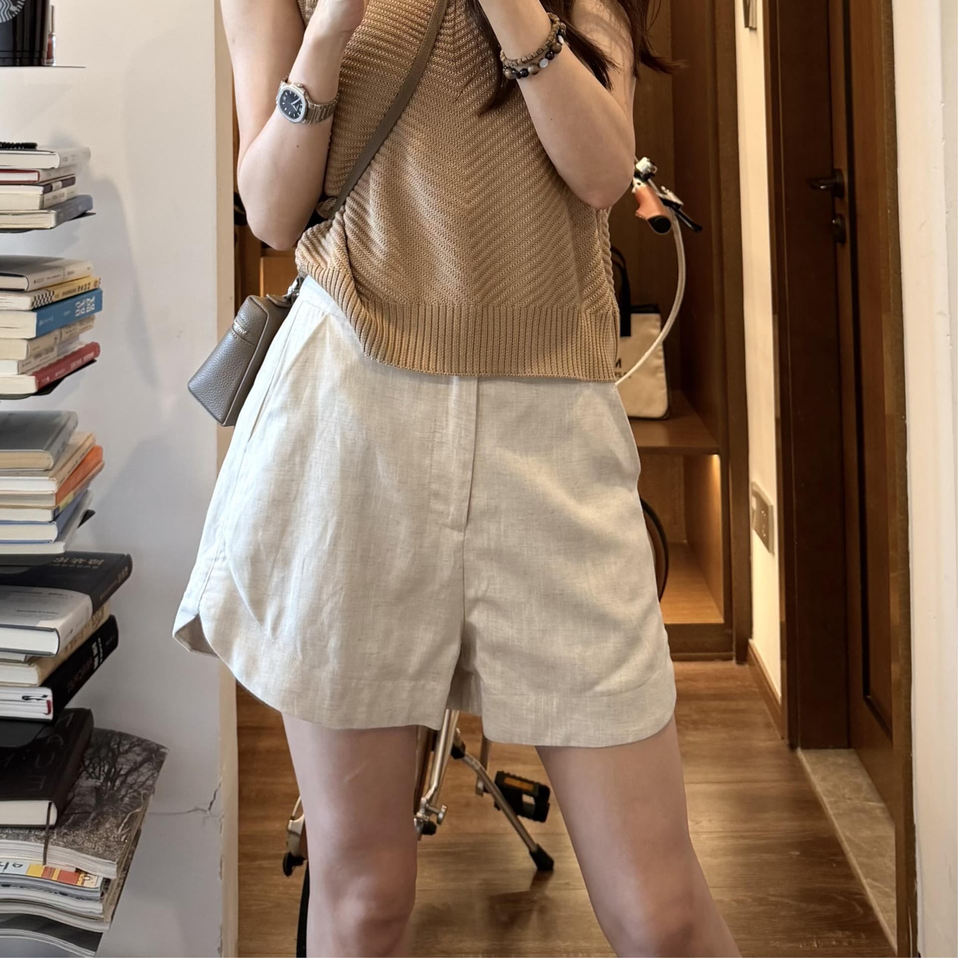 면 넓은 다리가 짧다. 바지 여성 여름 얇은 스타일 허리밴드 펌프 로프 작은 키 한 마디 오부 바지 상세 이미지 6