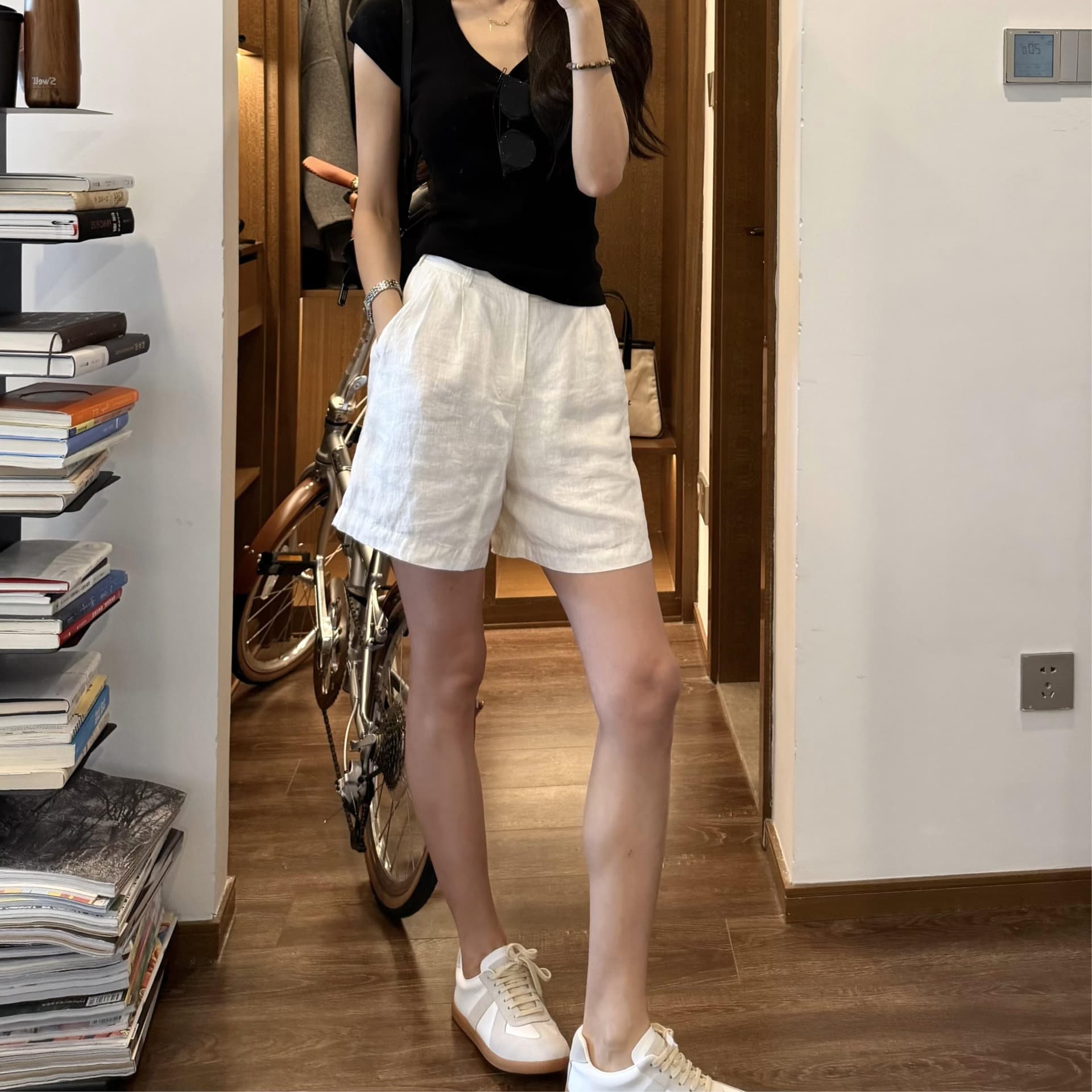높은 품질 느슨함 비와 이슬 마 반바지 여름 35 아마 65 면 상세 이미지 4