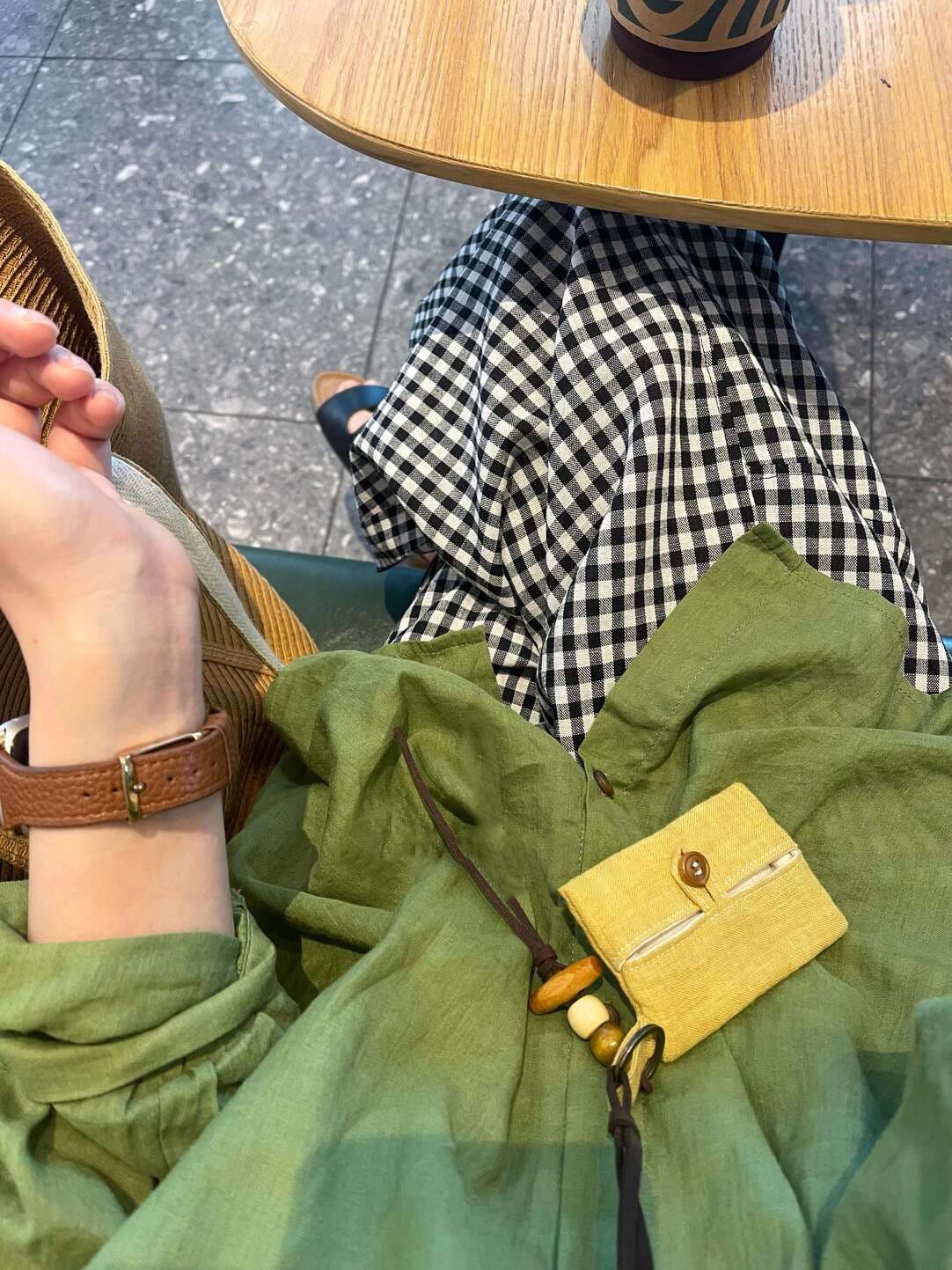 체크무늬 와이드 레그 팬츠 면 린넨 여성 흑인과 백인 체크무늬 루즈핏 슬림해 보이는 캐주얼 바지 출퇴근 한 부서 흑인과 백인 그리드 상세 이미지 1