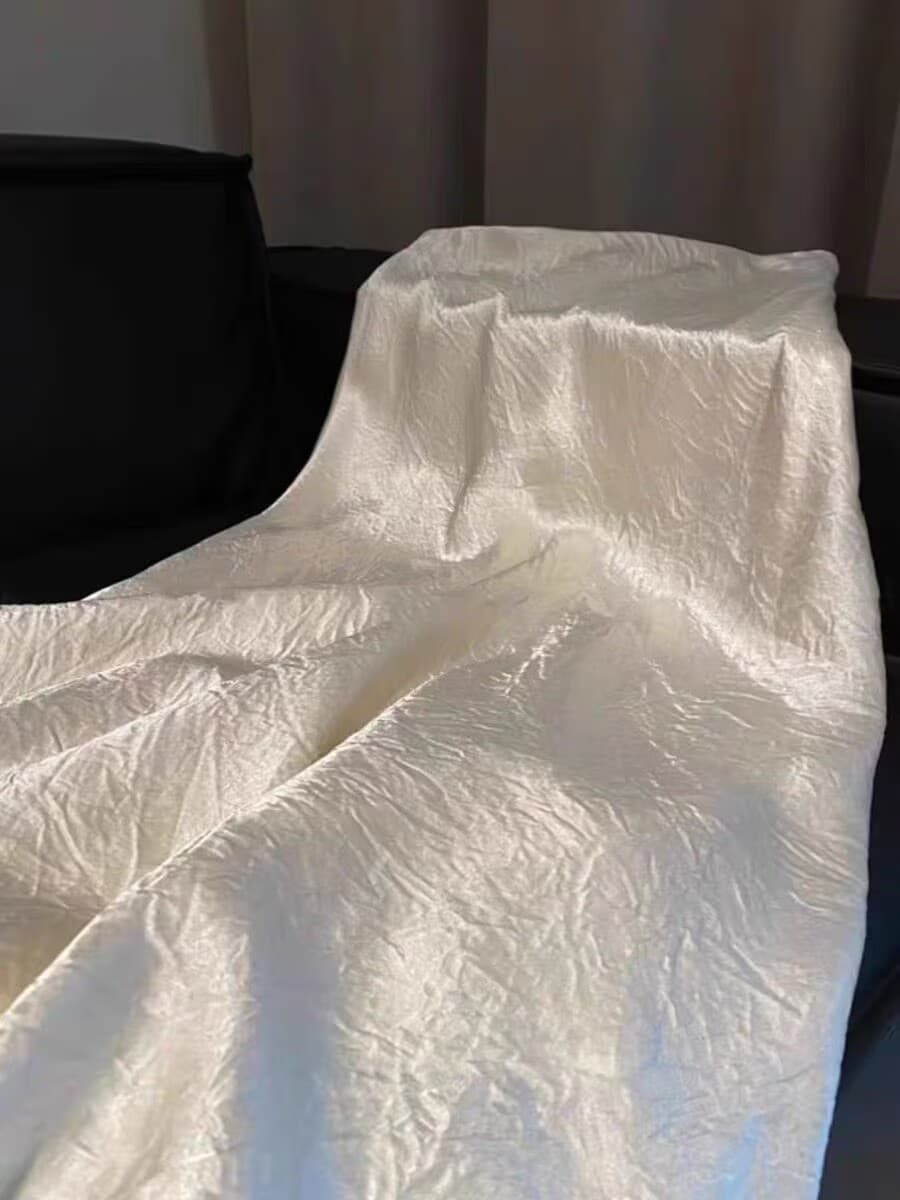암소 물품 가져 오기 둘째 이해하다 오래된 돈 바람 구슬 빛 화이트 아세트산 주름 질감 센스 반신 스커트 새틴 인어 꼬리 스커트 상세 이미지 5