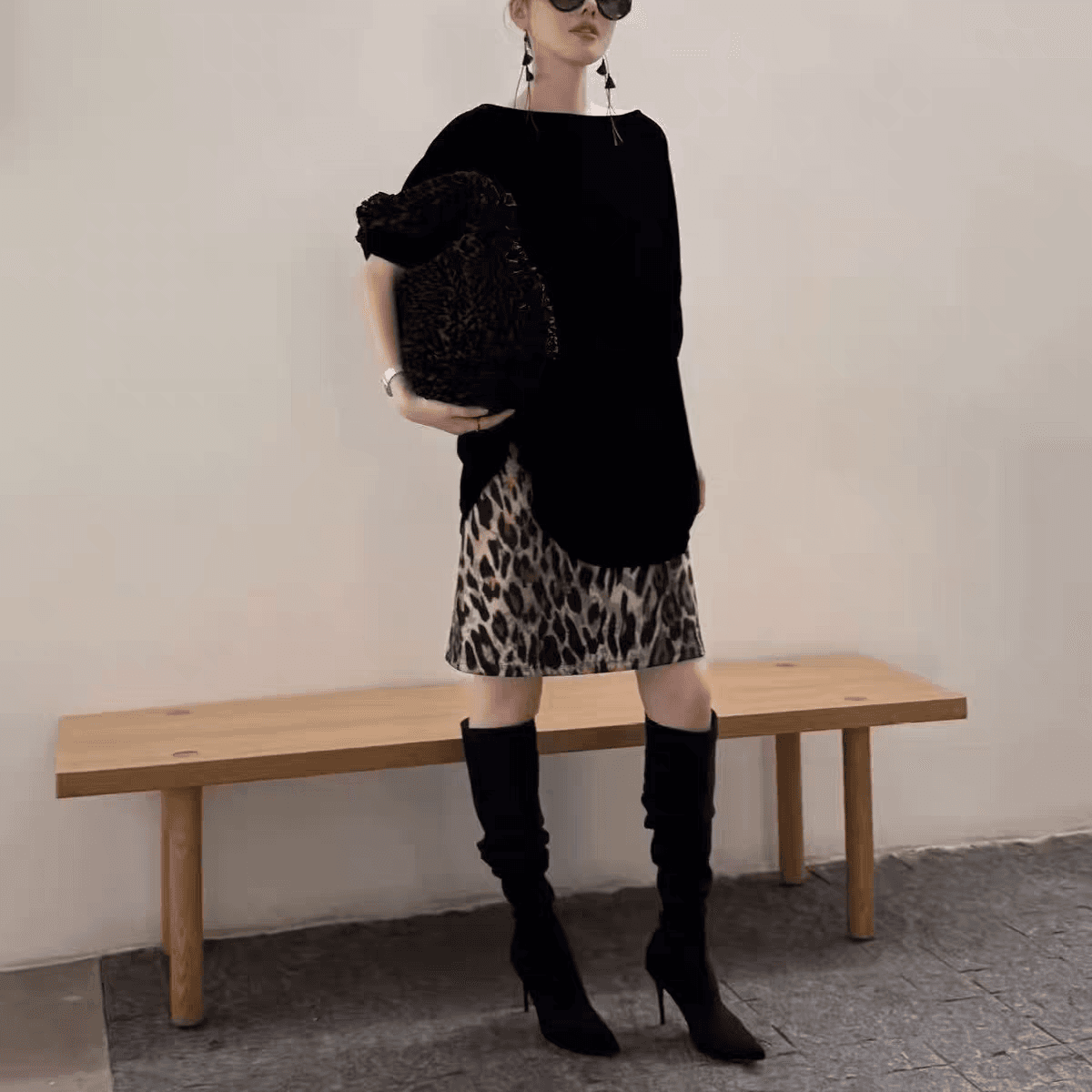 현대 197 레오파드 무늬 쇼트 스타일 반신 스커트 여성 가을 새로운 레트로 하이웨이스트 품격 다용도 한 마디 미니 스커트 g5136 상세 이미지 2
