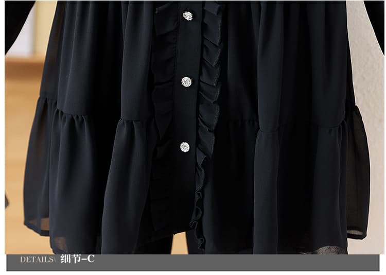 실사 2026 가을 새로운 배색 베이비 칼라 한국 스타일 여성 빅 사이즈 셔츠 지방 mm 외국 가스 연령 감소 다용도 맨위 상세 이미지 34