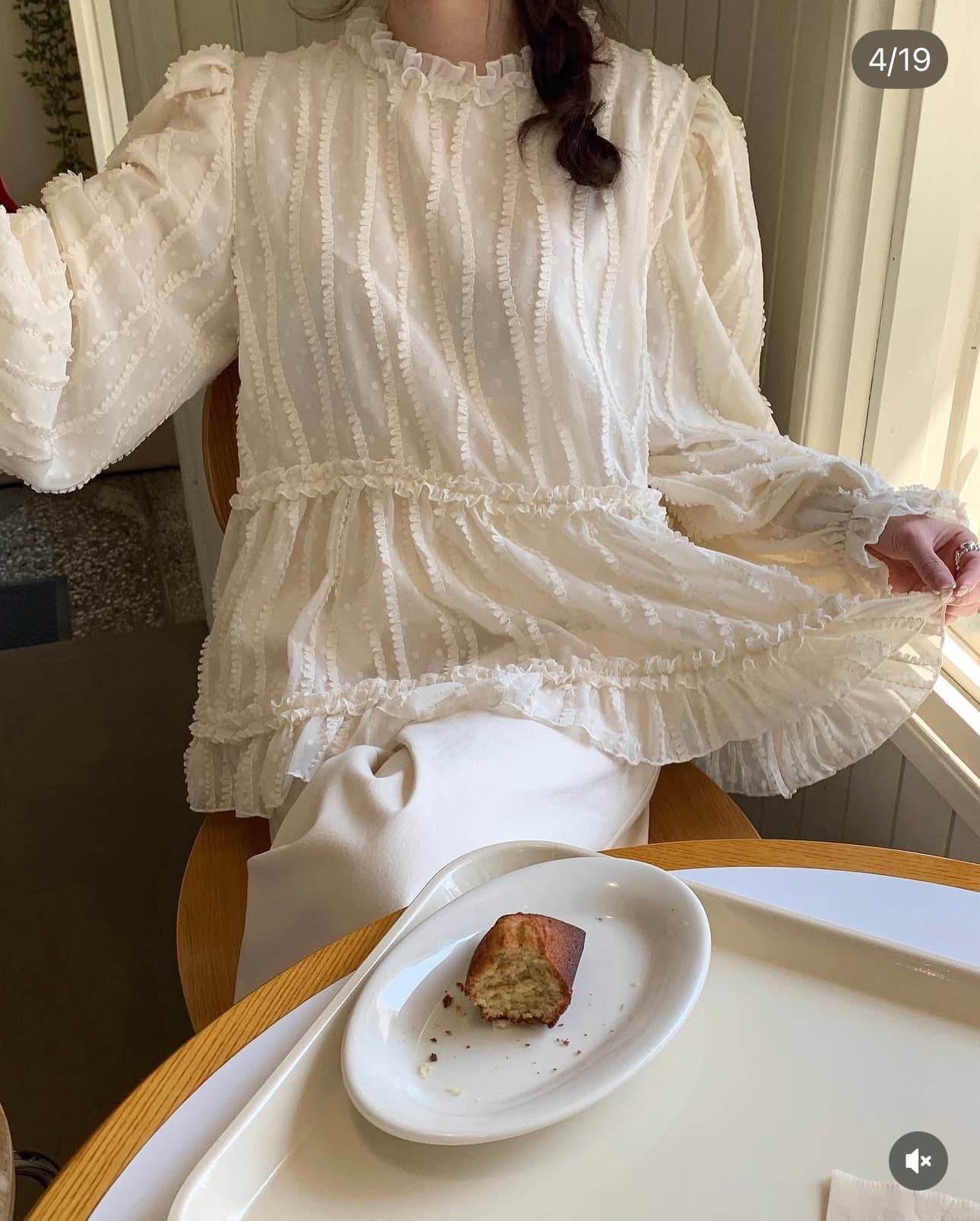 지금 이른 봄 레트로 자카드 루즈핏 연령 감소 셔츠 상세 이미지 5