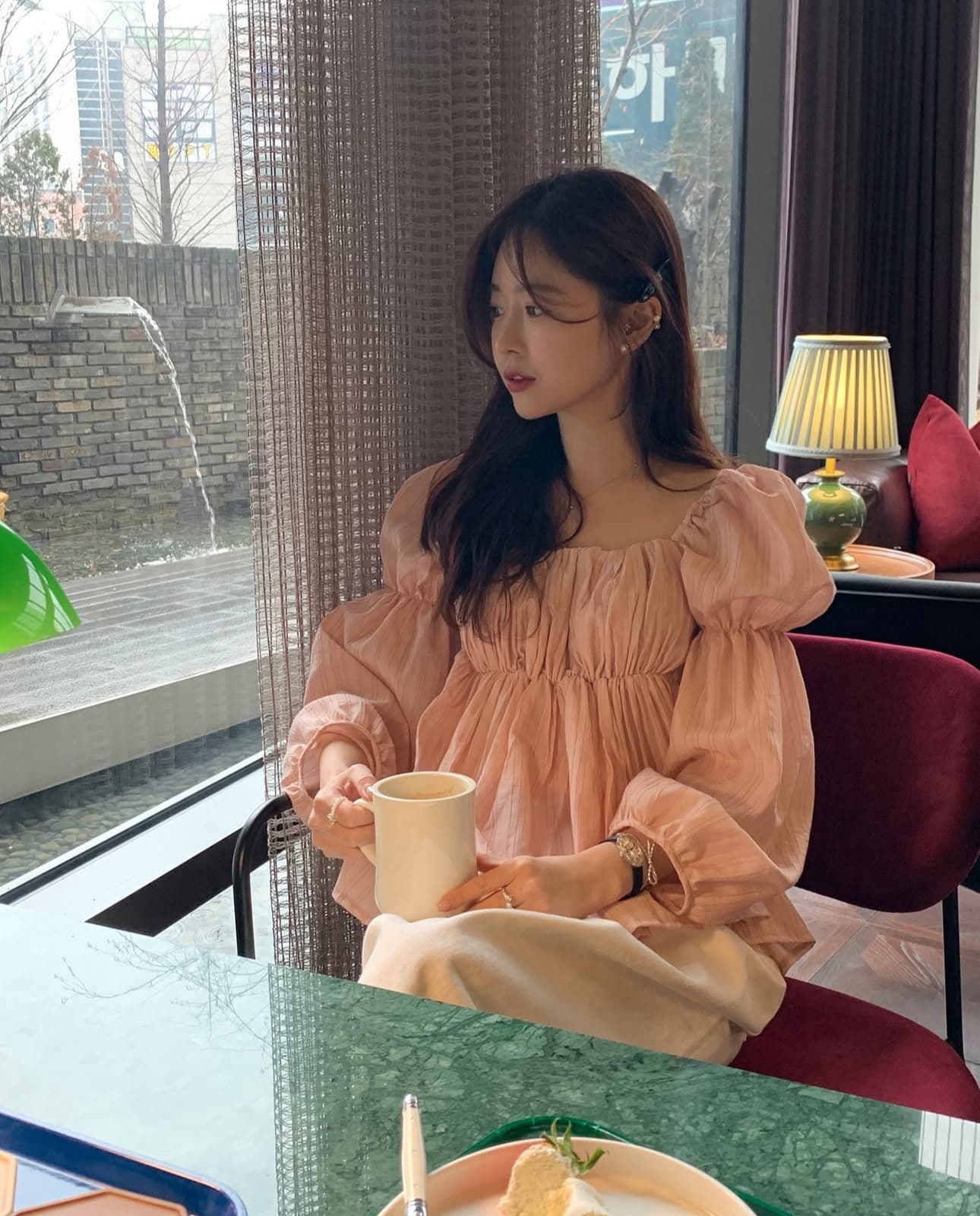 지금 달콤함 품격 거품 소매 연령 감소 셔츠 상세 이미지 5