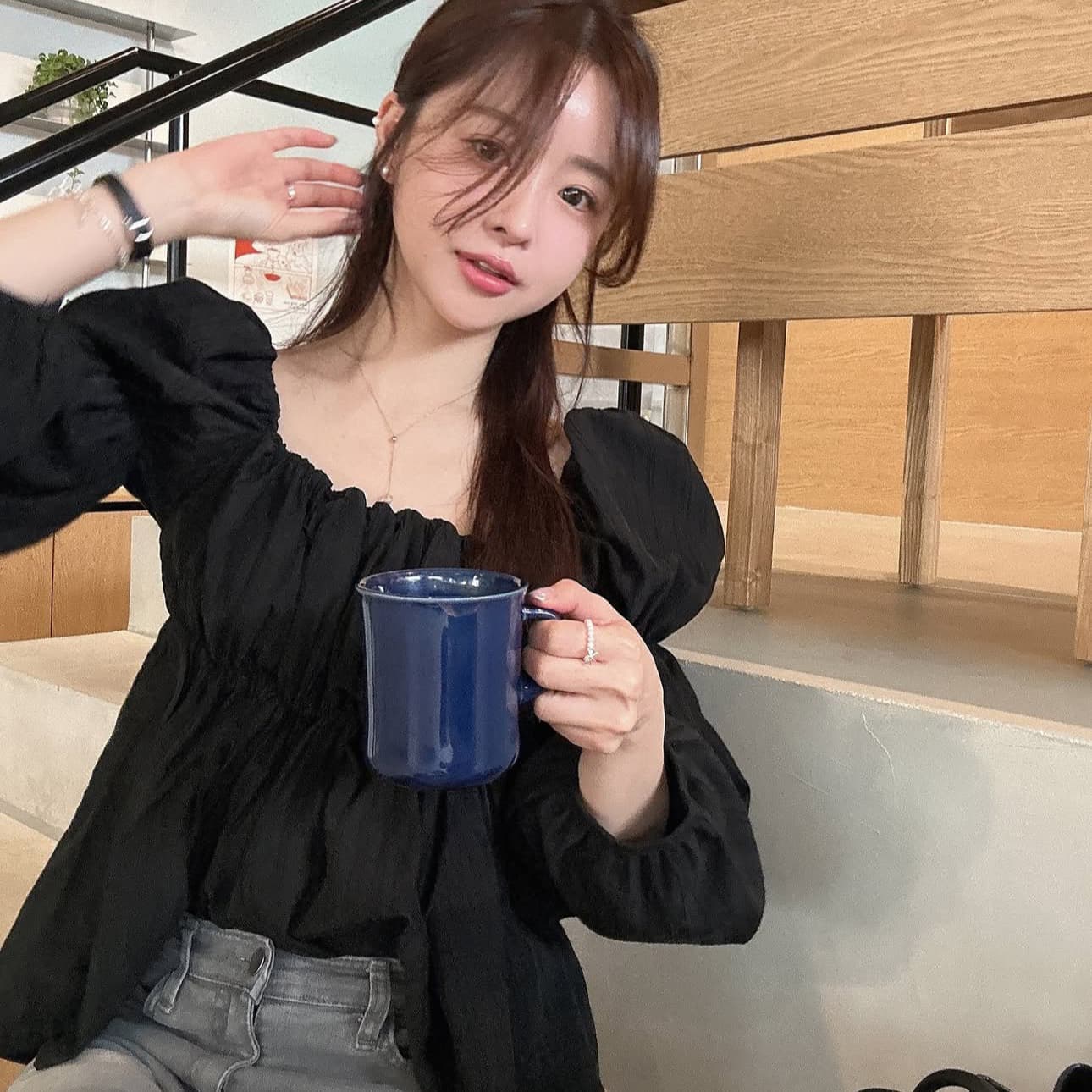 지금 달콤함 품격 거품 소매 연령 감소 셔츠 상세 이미지 29