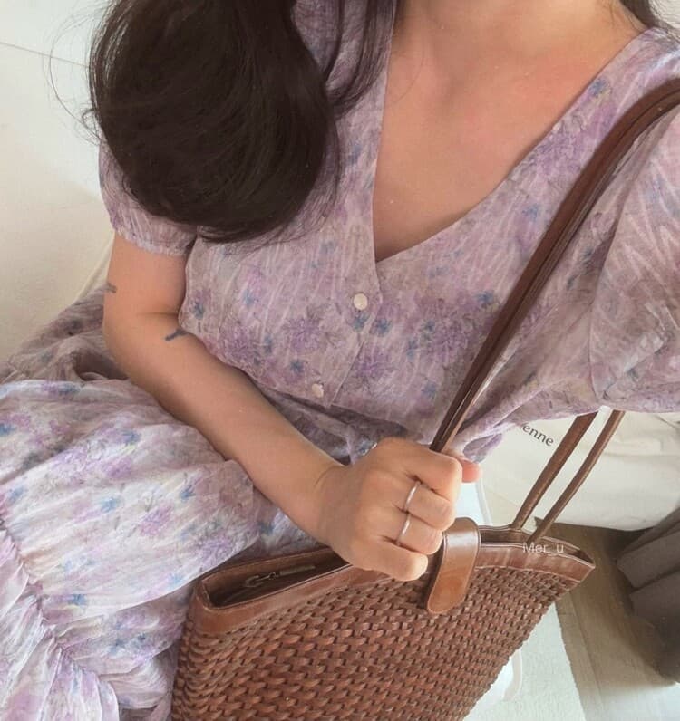 재고 있음 우아함 품격 복잡한 그램 꽃무늬 레이스업 허리 수축 슬림해 보이는 드레스 상세 이미지 1