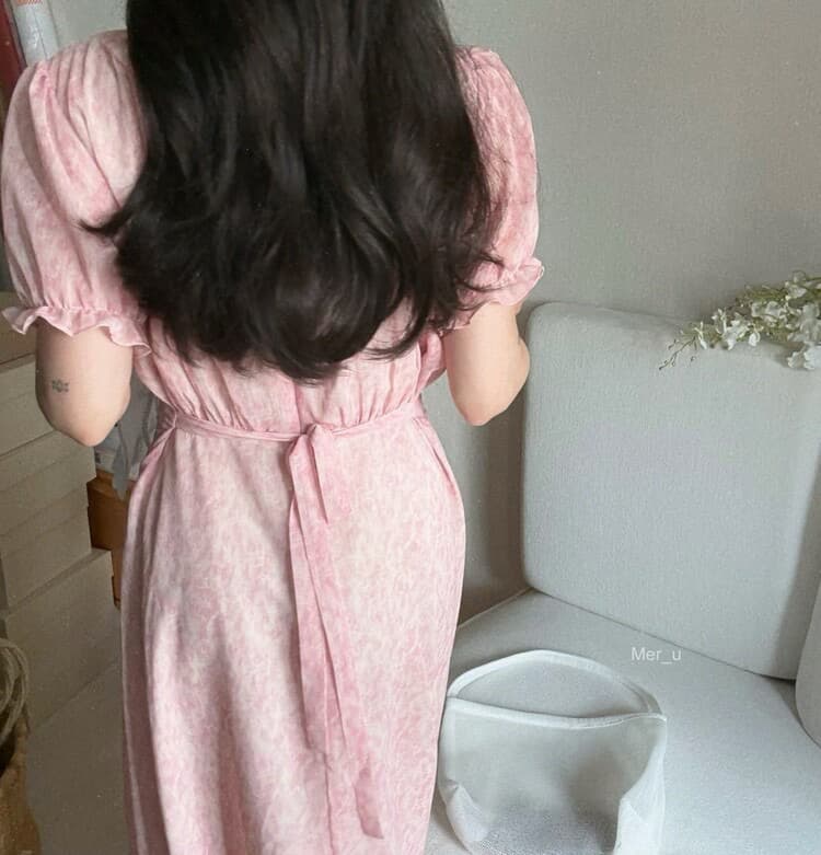 재고 있음 우아함 품격 V넥 레이스업 허리 수축 드레스 상세 이미지 11