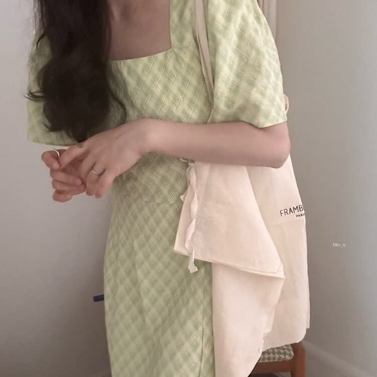 재고 있음 우아함 품격 광장 칼라 레이스업 허리 수축 드레스 이미지 3