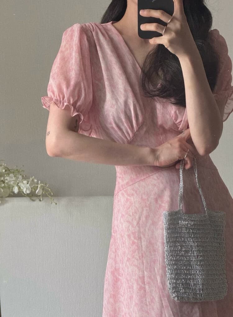 재고 있음 우아함 품격 레트로 꽃무늬 드레스 상세 이미지 2